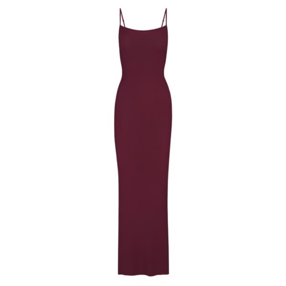 SKIMS Soft Lounge Long Slip Dress in Wine - Picture 2 of 3